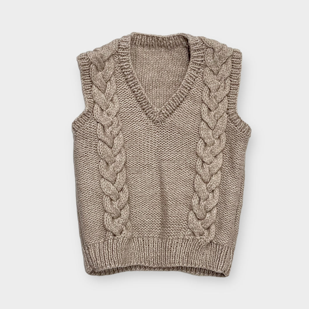 Vintage Hand Knitted Cable Knit Sweater Vest 3/4T (95-100cm)