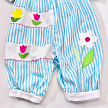 Load image into Gallery viewer, Vintage Nanette Striped/Flower Appliqué Bubble Jumpsuit 12M (75cm)
