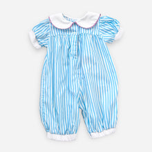 Load image into Gallery viewer, Vintage Nanette Striped/Flower Appliqué Bubble Jumpsuit 12M (75cm)
