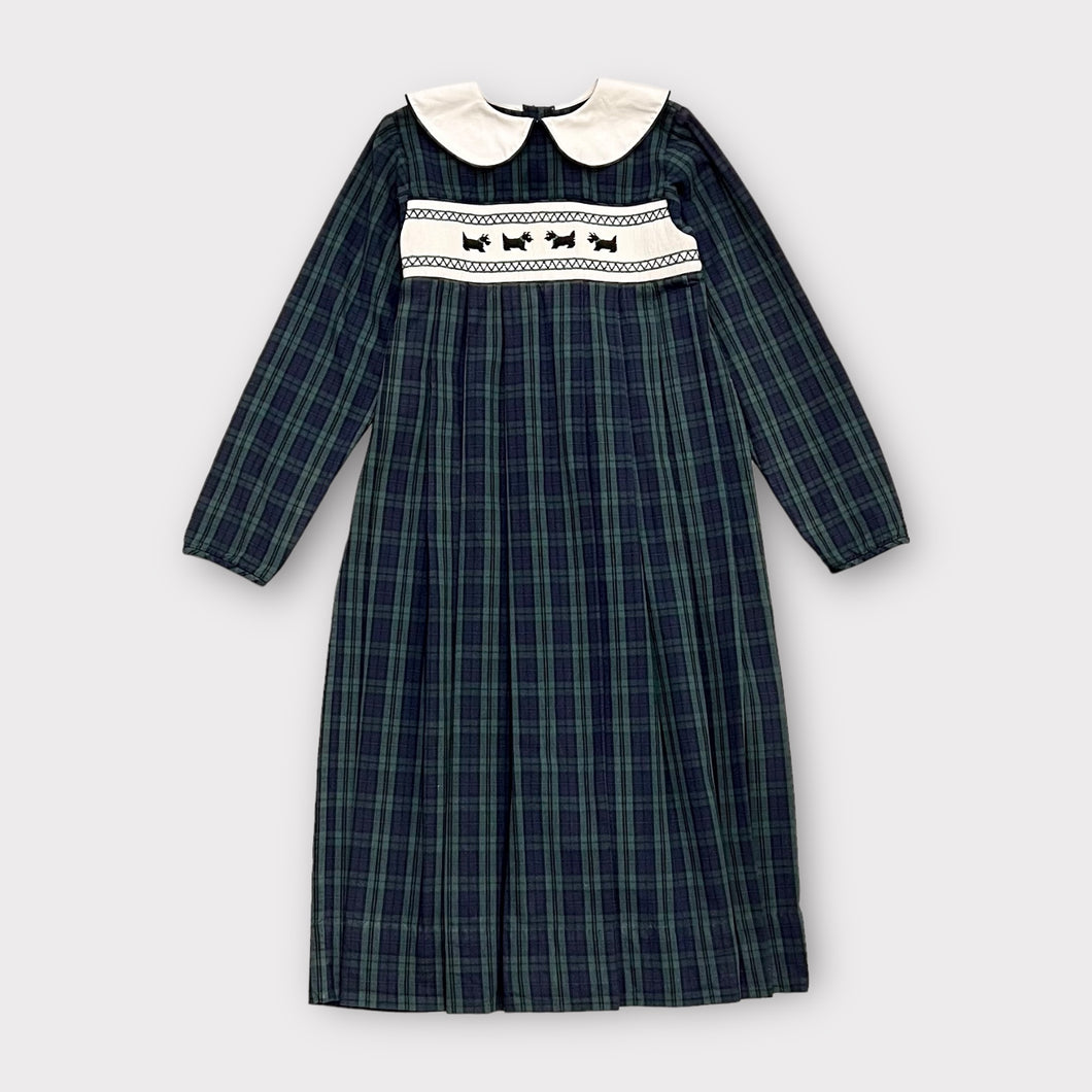 Strasburg Scotty Dog Green Plaids Smock Dress 8 (140cm)