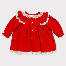 Load image into Gallery viewer, Vintage Rose×Lace Apron Dress Red (6-12M)
