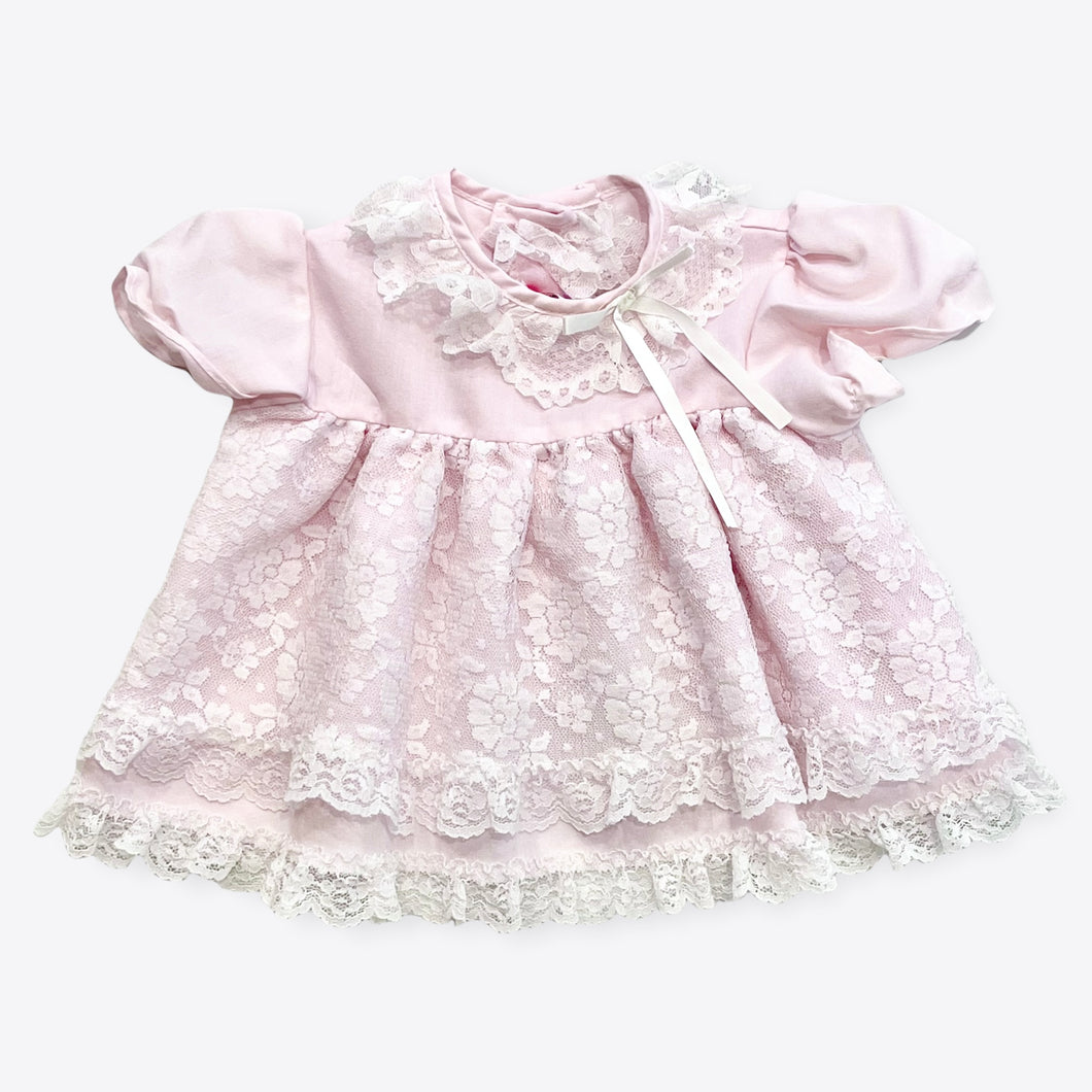 Vintage Sweet Treats Lace Pastel Pink Dress 6-9M (70cm)