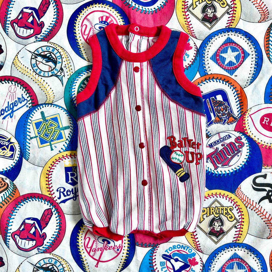 Vintage Buster Brown Baseball Embroidery Polo Tank Bubble Rompers 24M (80cm)