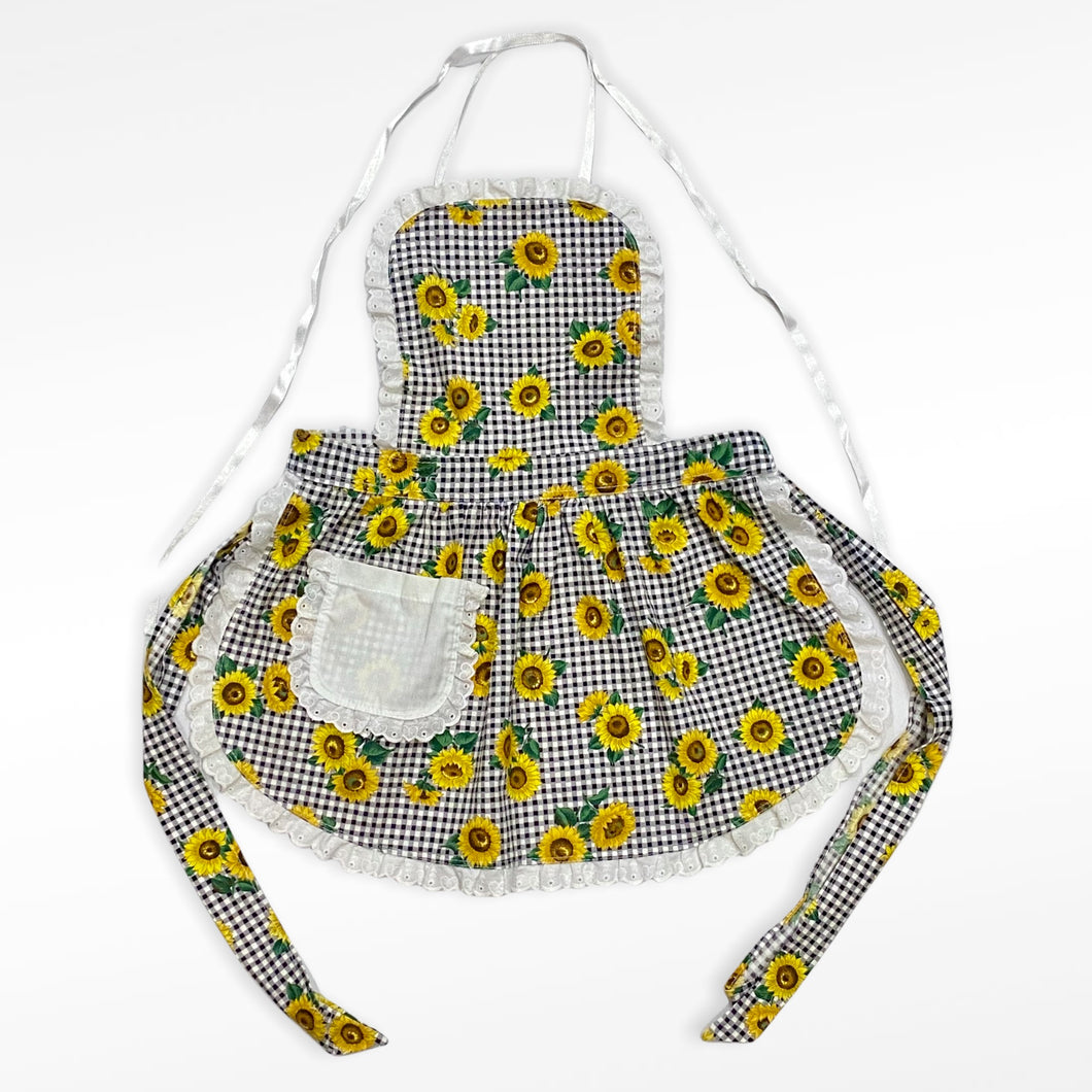 Sunflowers×plaids Lace Apron Toddler OS