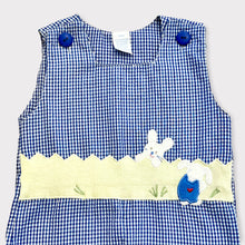 Load image into Gallery viewer, Jon Jon Smocked Rompers Bunny/Gingham Blue 18M
