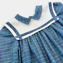 Load image into Gallery viewer, Vintage Polly Flinders Plaids Collar Dress Green/Navy Blue 2T (90cm)
