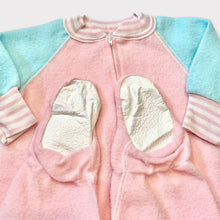 Load image into Gallery viewer, Vintage Gerber Fleece Footie Zip-Up Coveralls Pastel Blue &amp; Pink 9-12M
