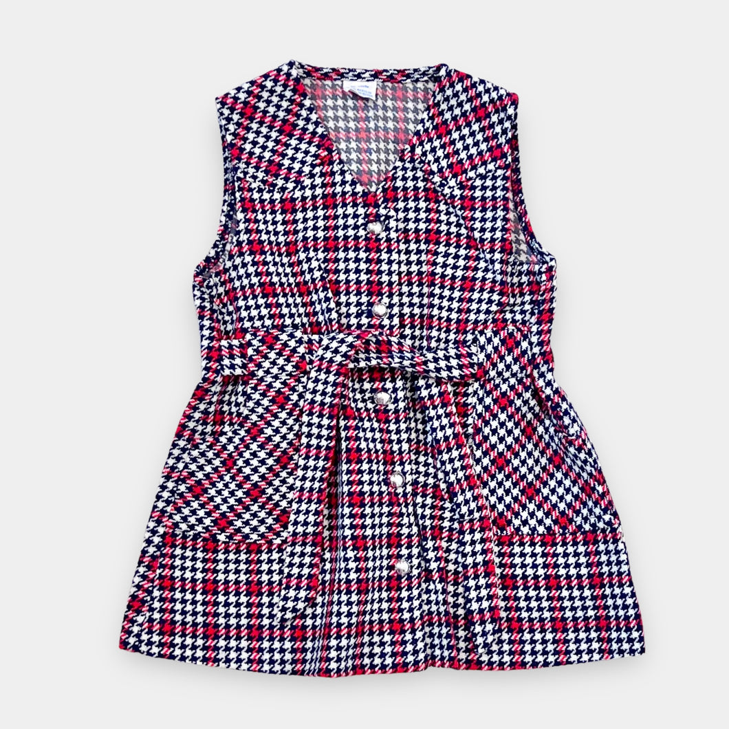 Vintage ‘70s Houndstooth Mini Skirt Dress Approx 2T (90cm)