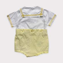 Load image into Gallery viewer, Vintage Perfect Togs Sailor Rompers Pastel Yellow/White 12M (75cm)
