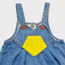 Load image into Gallery viewer, Vintage Cuties By Judy Dinosaur/Basketball Appliqué Denim Overalls 3-6M
