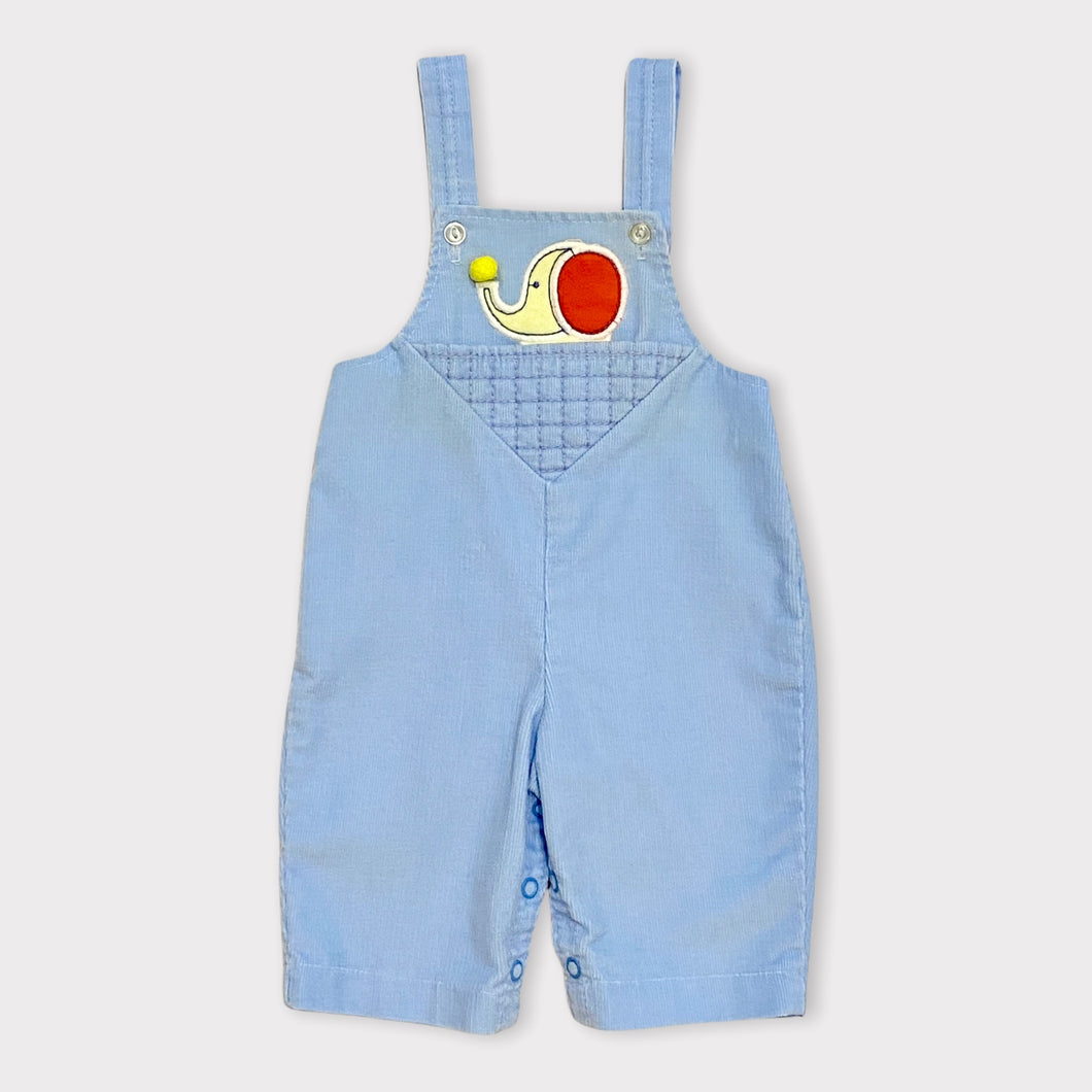 Vintage Carter’s Elephant Appliqué Overall Patel Blue 3M