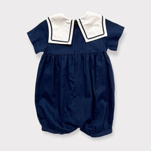 Load image into Gallery viewer, Italy Vintage  Oviesse fagottino Sailor Bubble Rompers Navy Blue 12M (80cm)
