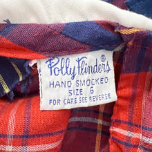 Load image into Gallery viewer, Vintage Polly Flinders Red/Navy Blue Plaid Smocked Dress 6T (110cm)
