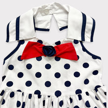 Load image into Gallery viewer, Vintage Polka Dots Nautical Dress 5T (105cm)
