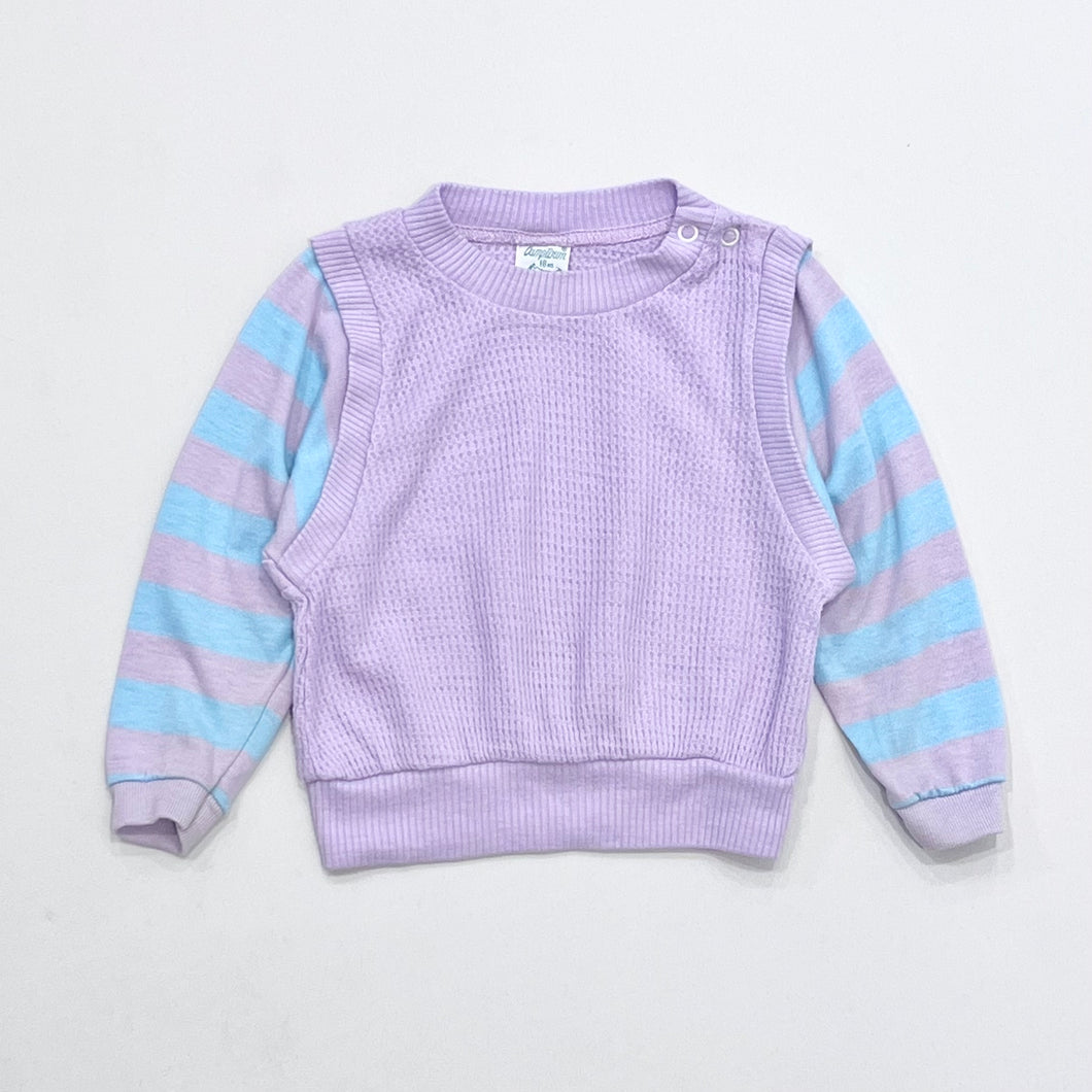 Vintage Camptown Pastel Color Striped Vest Long Sleeve T-shirts 18M (80cm)