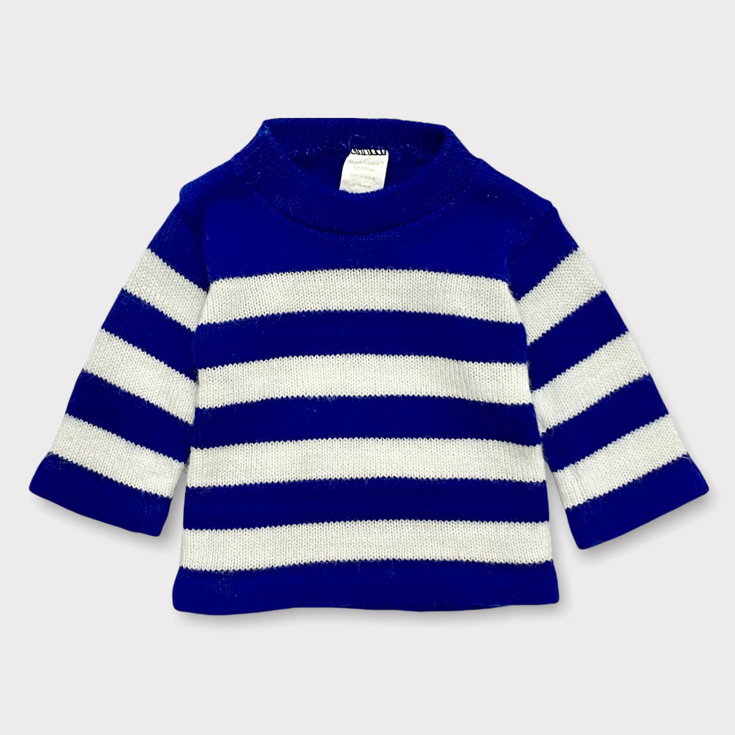 Vintage Max Gray Blue/White Striped Sweater