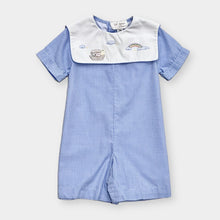 Load image into Gallery viewer, Sir John by Rosalina Gingham Smock Rompers Jon Jon Pastel Blue 12M (75cm)
