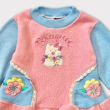 Load image into Gallery viewer, Vintage Kitten &amp; Flower Appliqué Fleece Dress 12M
