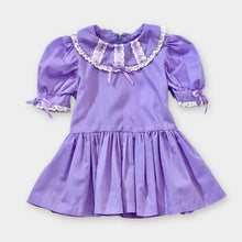 Load image into Gallery viewer, Vintage Frill Lace/Bow Pastel Purple Dress Approx 2/3T (90-95cm)
