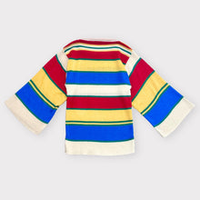 Load image into Gallery viewer, Vintage Rainbow Striped Flair Sleeve Knit 6/ (120cm)
