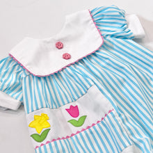 Load image into Gallery viewer, Vintage Nanette Striped/Flower Appliqué Bubble Jumpsuit 12M (75cm)
