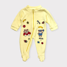 Load image into Gallery viewer, Vintage Bear Footie Jumpsuit, Hat and Bib Set Newborn 50-60cm
