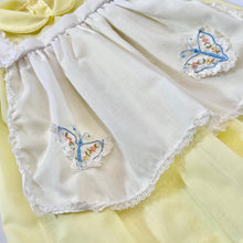 Load image into Gallery viewer, Vintage Butterflies Embroidery Apron Dress Pastel Yellow 9-12M (70-75cm)
