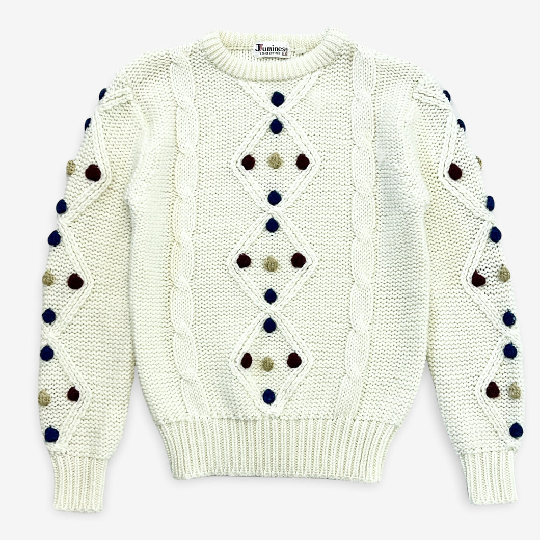 Korean Vintage Pom Pom Cable Knit Sweater Girls 10-12 (140-150cm)