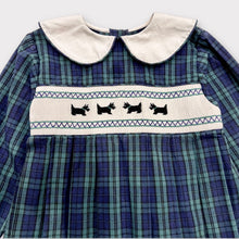 Load image into Gallery viewer, Strasburg Scotty Dog Green Plaids Smock Dress 8 (140cm)
